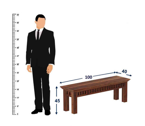 Amer Solid Sheesham Wood 2 Seater Bench (Natural Finish)