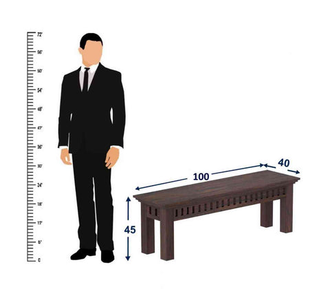 Amer Solid Sheesham Wood 2 Seater Bench (Walnut Finish)