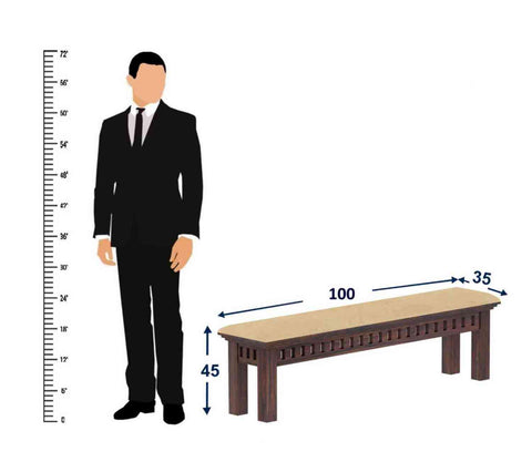 Amer Solid Sheesham Wood 2 Seater Bench (Walnut Finish, With Cushion)