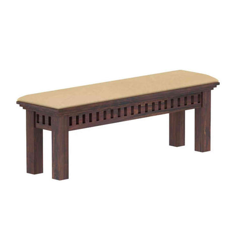 Amer Solid Sheesham Wood 2 Seater Bench (Walnut Finish, With Cushion)
