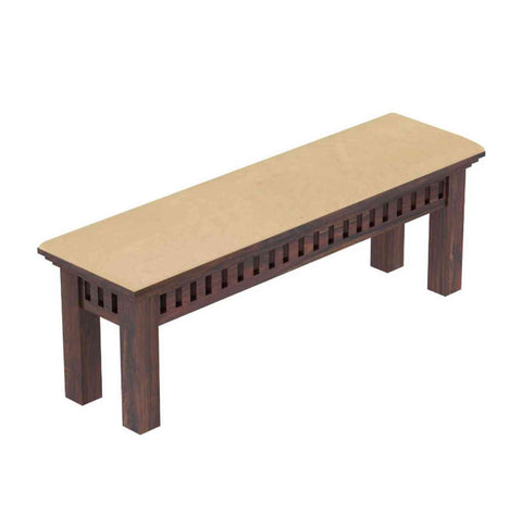 Amer Solid Sheesham Wood 2 Seater Bench (Walnut Finish, With Cushion)