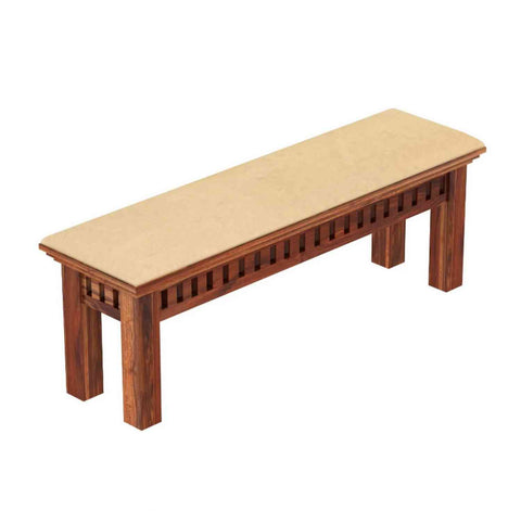 Amer Solid Sheesham Wood 2 Seater Bench (Natural Finish, With Cushion)