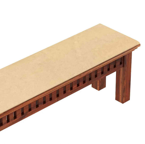 Amer Solid Sheesham Wood 2 Seater Bench (Natural Finish, With Cushion)