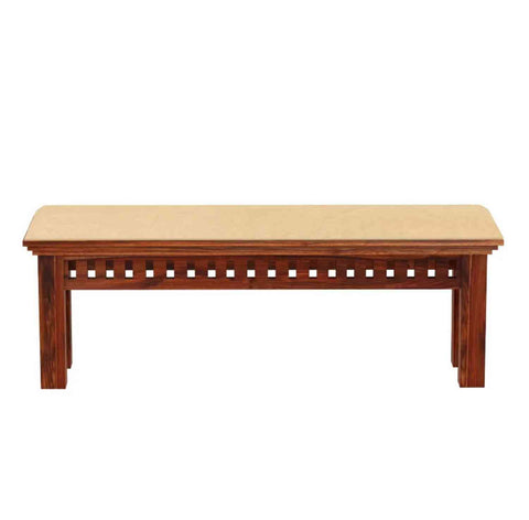Amer Solid Sheesham Wood 2 Seater Bench (Natural Finish, With Cushion)
