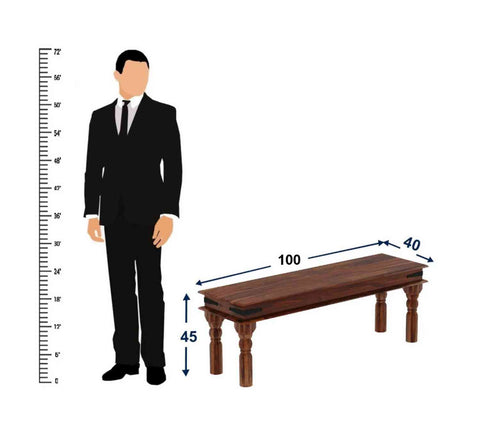 Ajmer Solid Sheesham Wood 2 Seater Bench (Natural Finish)