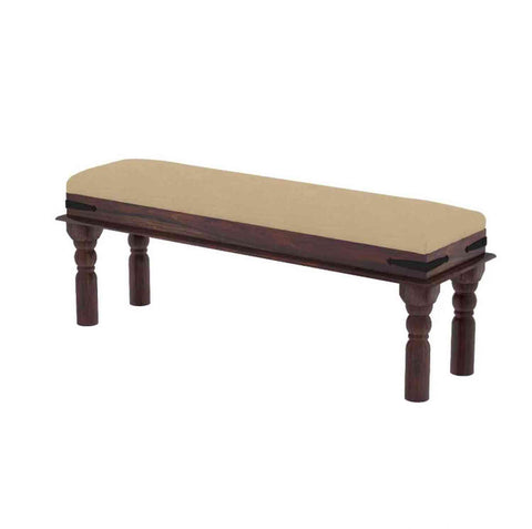 Ajmer Solid Sheesham Wood 2 Seater Bench (Walnut Finish, With Cushion)