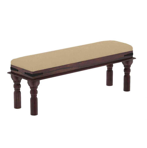 Ajmer Solid Sheesham Wood 2 Seater Bench (Walnut Finish, With Cushion)
