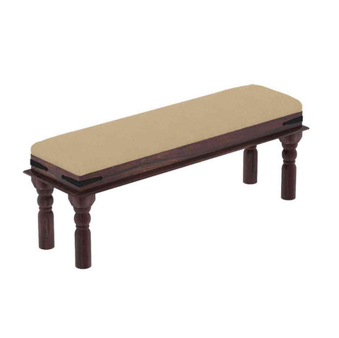 Ajmer Solid Sheesham Wood 2 Seater Bench (Walnut Finish, With Cushion)