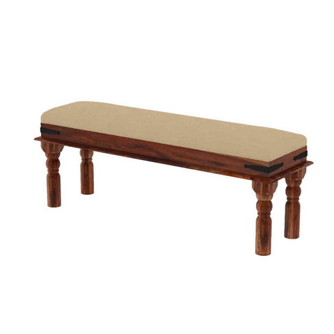 Ajmer Solid Sheesham Wood 2 Seater Bench (Natural Finish, With Cushion)