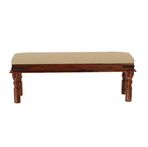 Ajmer Solid Sheesham Wood 2 Seater Bench (Natural Finish, With Cushion)