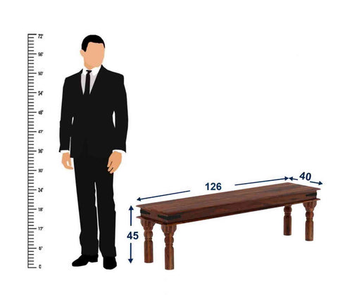 Ajmer Solid Sheesham Wood 3 Seater Bench (Natural Finish)