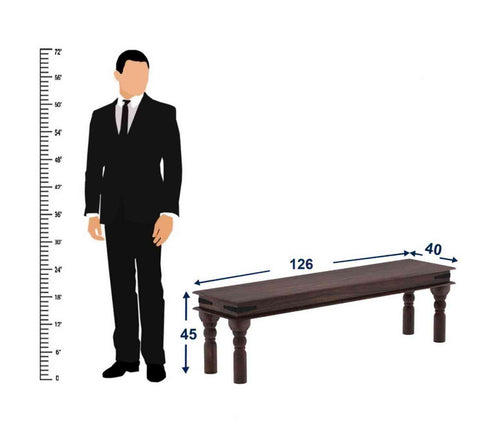 Ajmer Solid Sheesham Wood 3 Seater Bench (Walnut Finish)