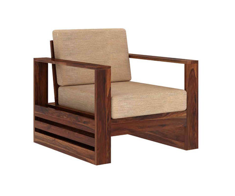 Maria Solid Sheesham Wood 5 Seater Sofa Set (3+1+1, Natural Finish)