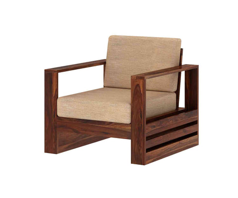 Maria Solid Sheesham Wood 5 Seater Sofa Set (3+1+1, Natural Finish)