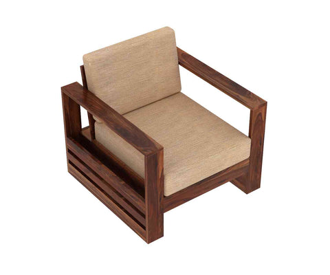 Maria Solid Sheesham Wood 5 Seater Sofa Set (3+1+1, Natural Finish)