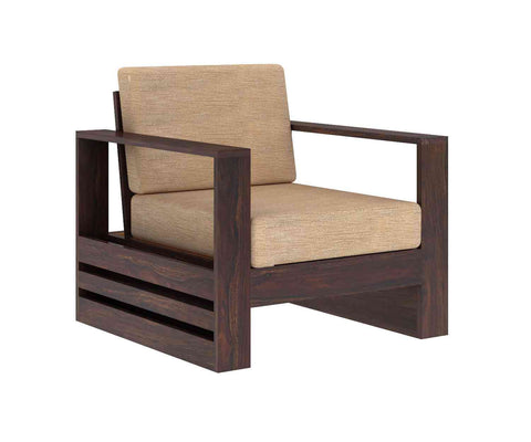Maria Solid Sheesham Wood 5 Seater Sofa Set (3+1+1, Walnut Finish)