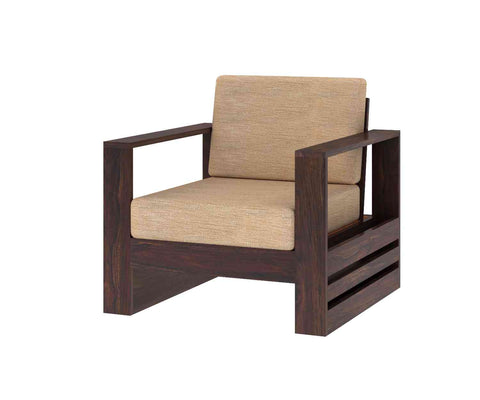 Maria Solid Sheesham Wood 5 Seater Sofa Set (3+1+1, Walnut Finish)