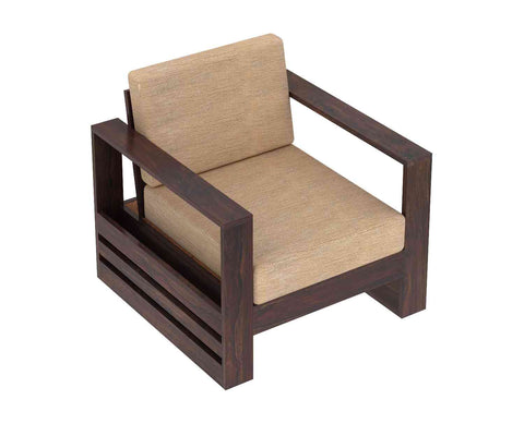 Maria Solid Sheesham Wood 5 Seater Sofa Set (3+1+1, Walnut Finish)