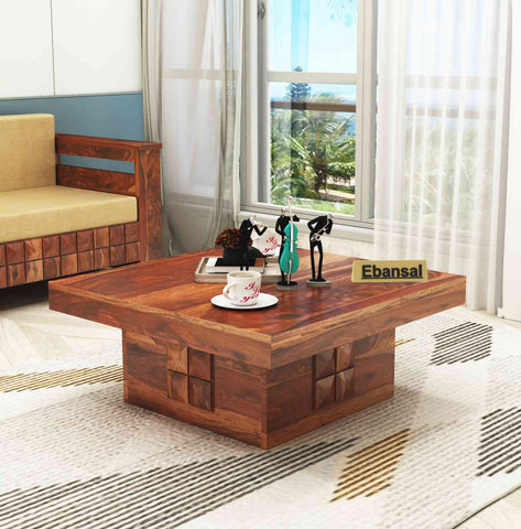 Sofia Solid Sheesham Wood Coffee Table (Natural Finish)