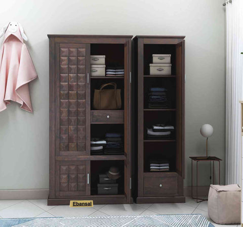 Sofia Solid Sheesham Wood Wardrobe Set (Walnut Finish)