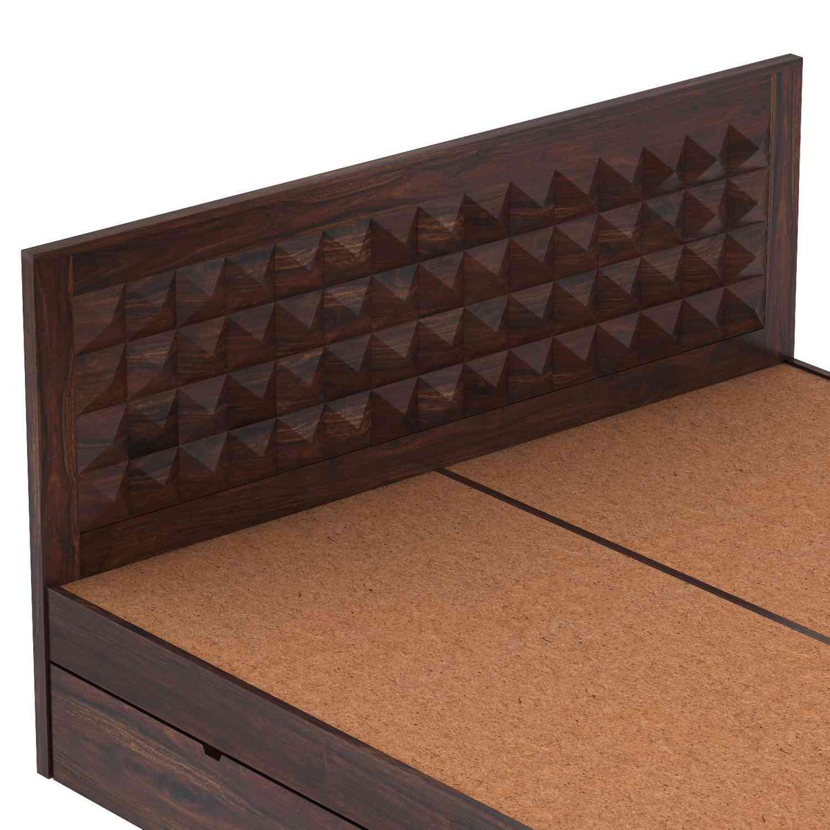 Sofia Solid Sheesham Wood Bed With Four Drawers (King Size, Walnut Finish)