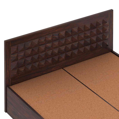 Sofia Solid Sheesham Wood Bed With Box Storage (King Size, Walnut Finish)