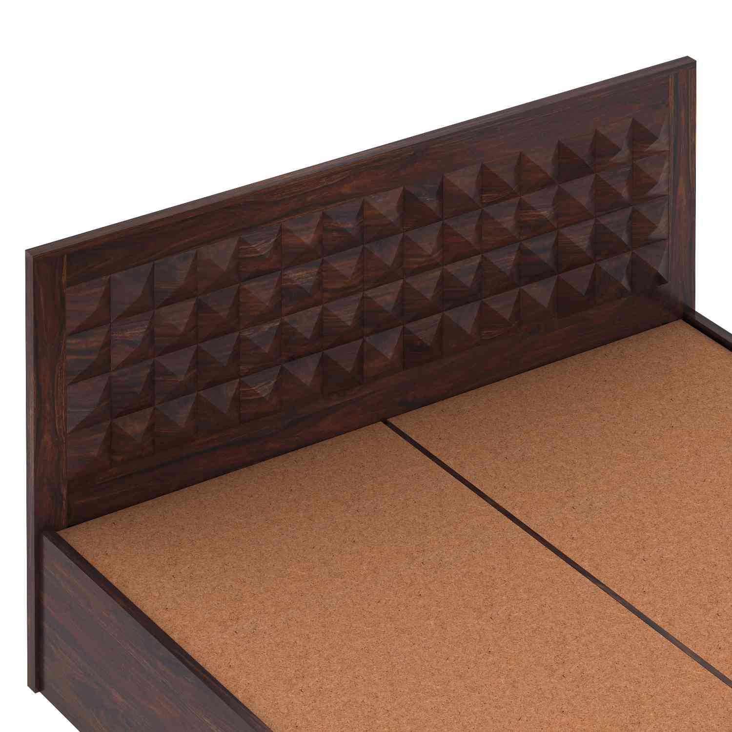 Sofia Solid Sheesham Wood Bed With Box Storage (Queen Size, Walnut Finish)