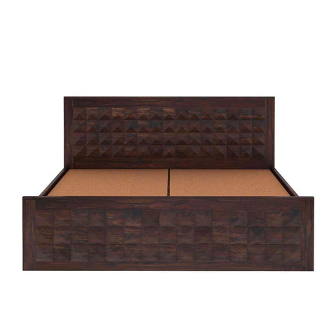 Sofia Solid Sheesham Wood Bed With Box Storage (King Size, Walnut Finish)