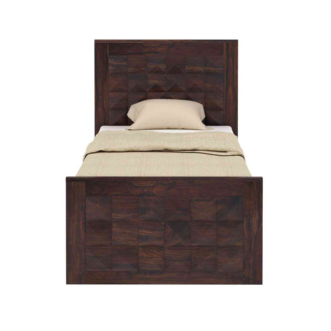 Sofia Solid Sheesham Wood Single Bed With Box Storage (Walnut Finish)