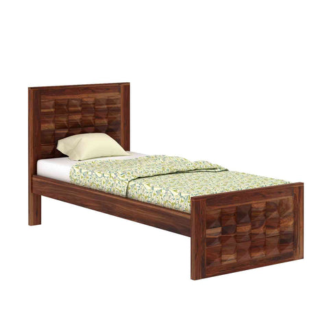 Sofia Solid Sheesham Wood Single Bed Without Storage (Natural Finish)