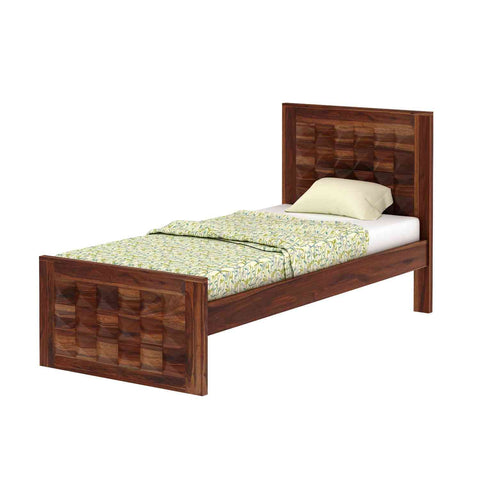 Sofia Solid Sheesham Wood Single Bed Without Storage (Natural Finish)