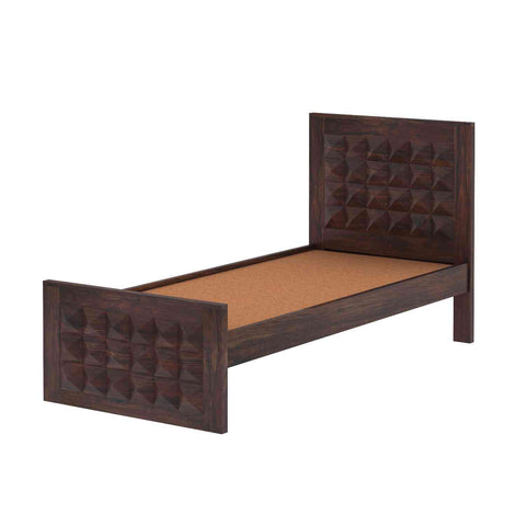 Sofia Solid Sheesham Wood Single Bed Without Storage (Walnut Finish)
