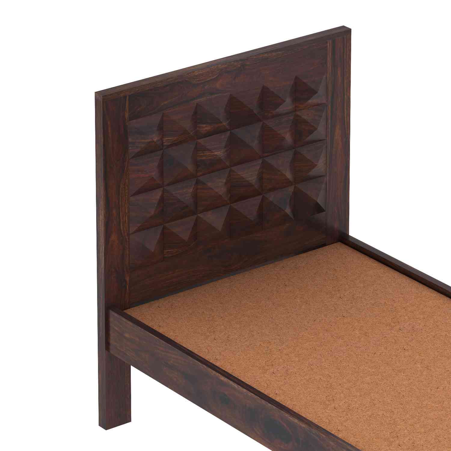 Sofia Solid Sheesham Wood Single Bed Without Storage (Walnut Finish)