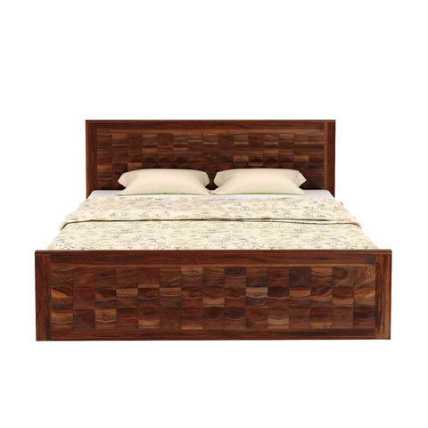 Sofia Solid Sheesham Wood Bed Without Storage (Queen Size, Natural Finish)