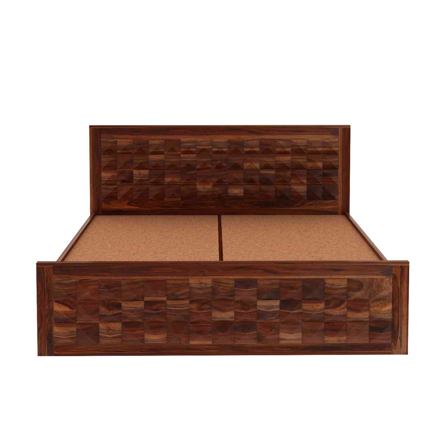 Sofia Solid Sheesham Wood Bed Without Storage (King Size, Natural Finish)