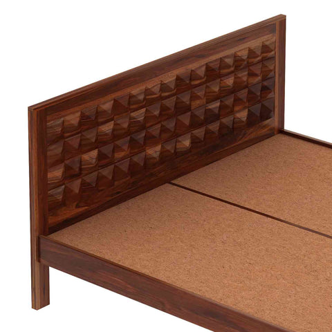 Sofia Solid Sheesham Wood Bed Without Storage (King Size, Natural Finish)