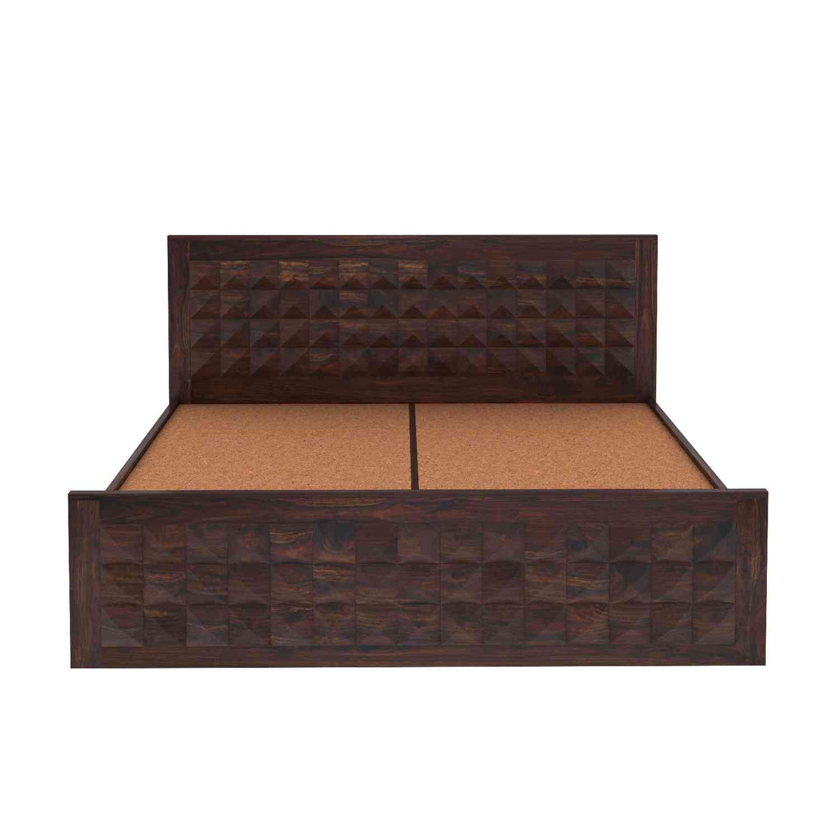 Sofia Solid Sheesham Wood Bed Without Storage (Queen Size, Walnut Finish)
