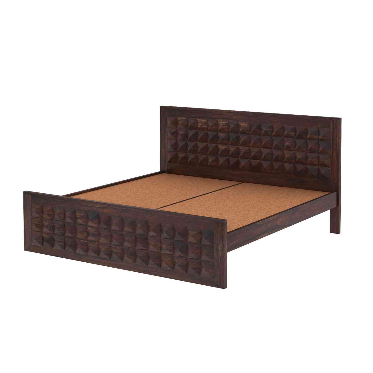 Sofia Solid Sheesham Wood Bed Without Storage (Queen Size, Walnut Finish)