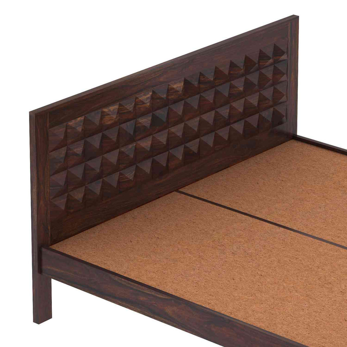 Sofia Solid Sheesham Wood Bed Without Storage (Queen Size, Walnut Finish)