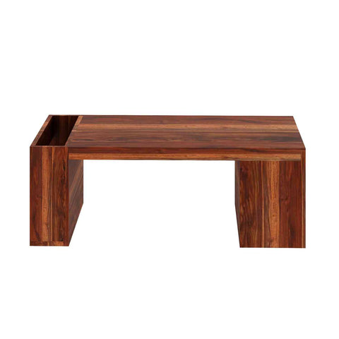 Maria Solid Sheesham Wood Coffee Table With Side Storage (Natural Finish)