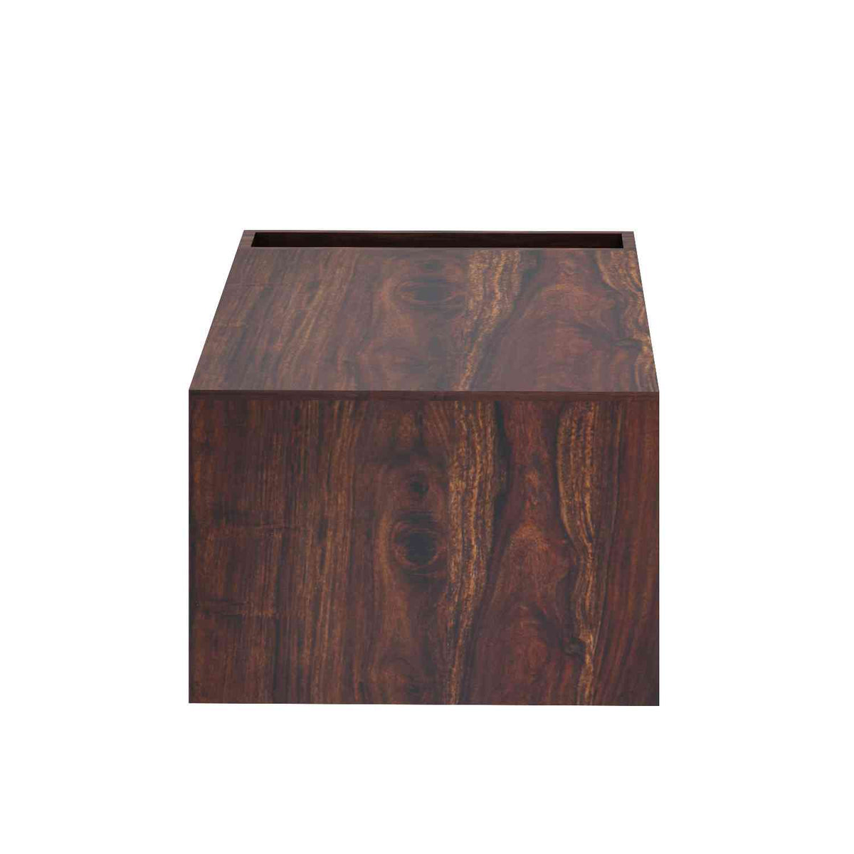 Maria Solid Sheesham Wood Coffee Table With Side Storage (Walnut Finish)