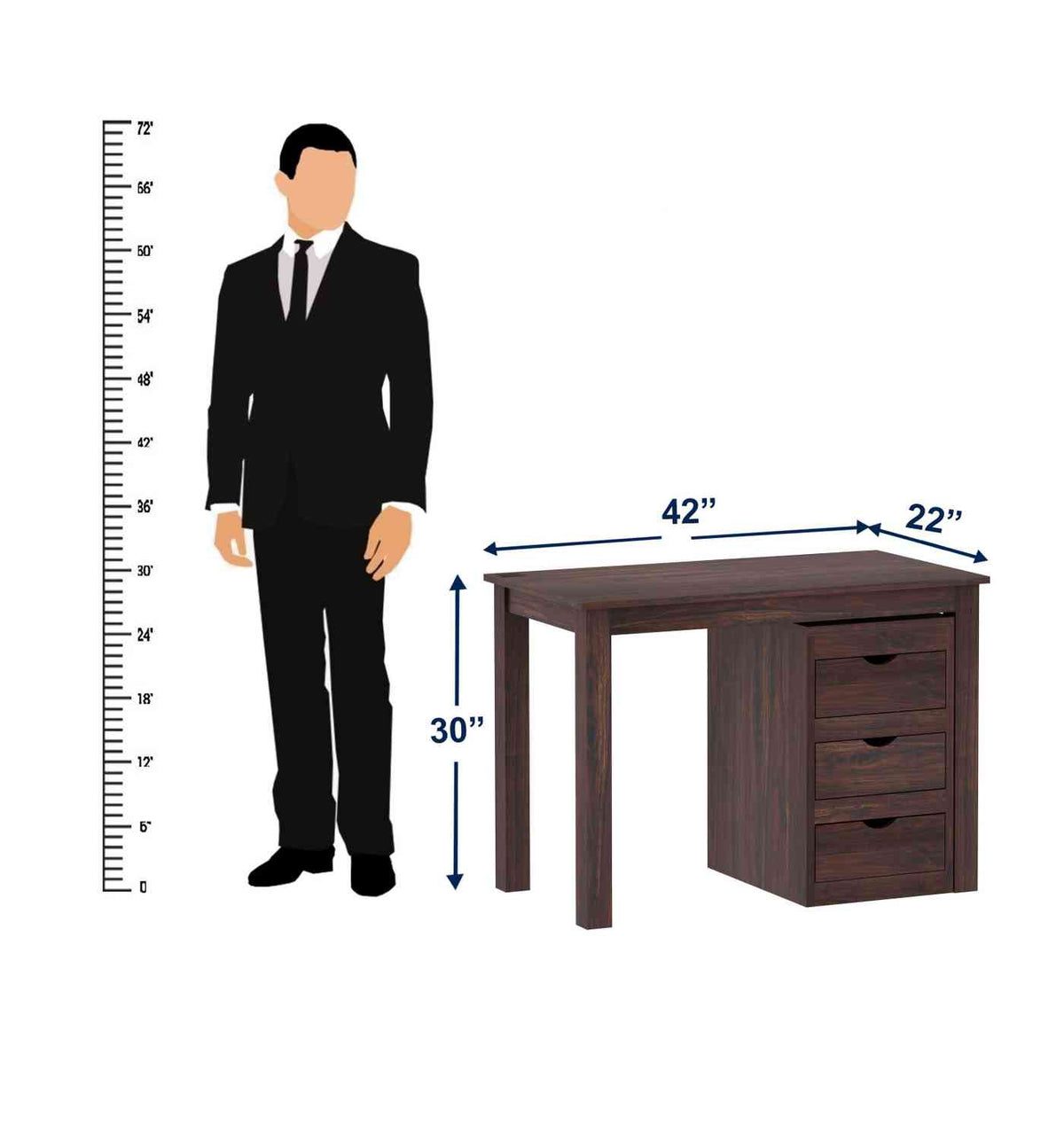 Fusta Solid Sheesham Wood Study Table With Storage (Walnut Finish)