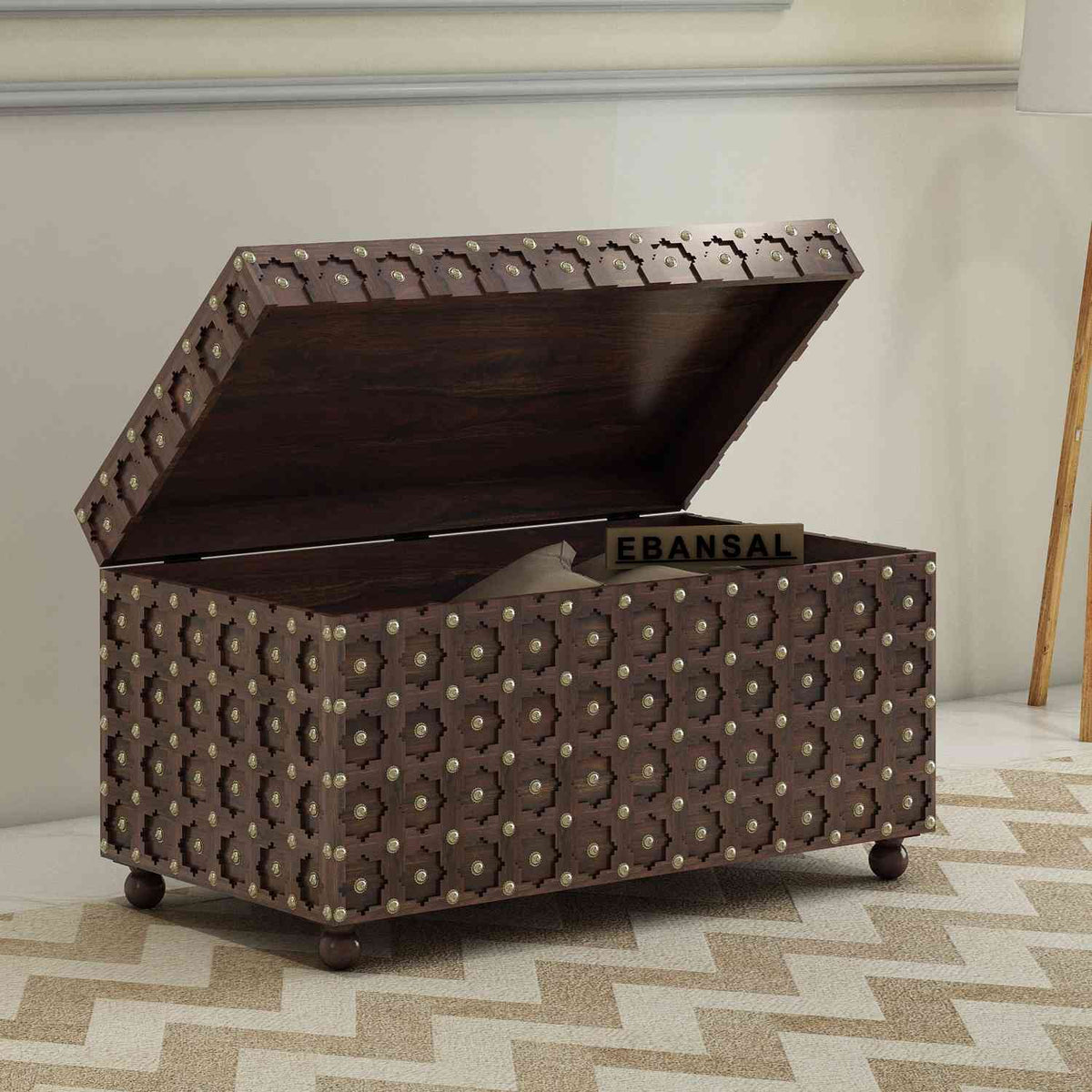 Maharana Solid Sheesham Wood Box (Walnut Finish)