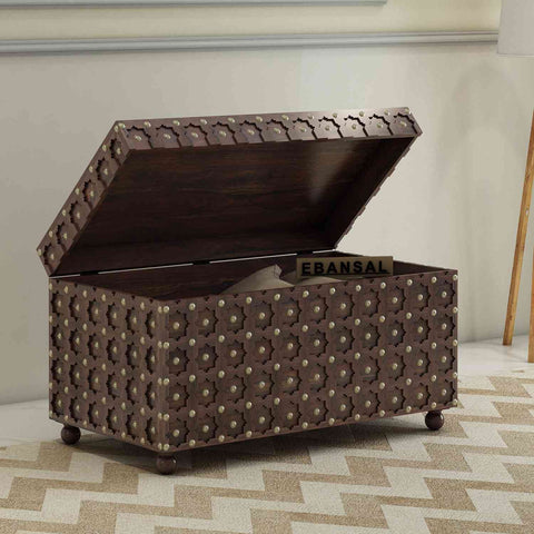 Maharana Solid Sheesham Wood Box (Walnut Finish)