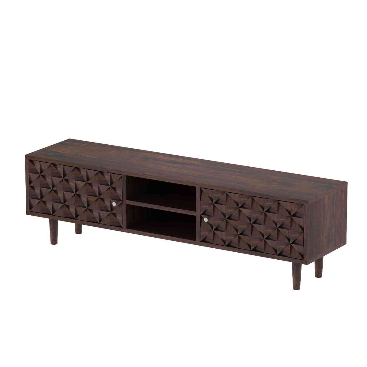 Teblonn Solid Sheesham Wood TV Unit (Walnut Finish)