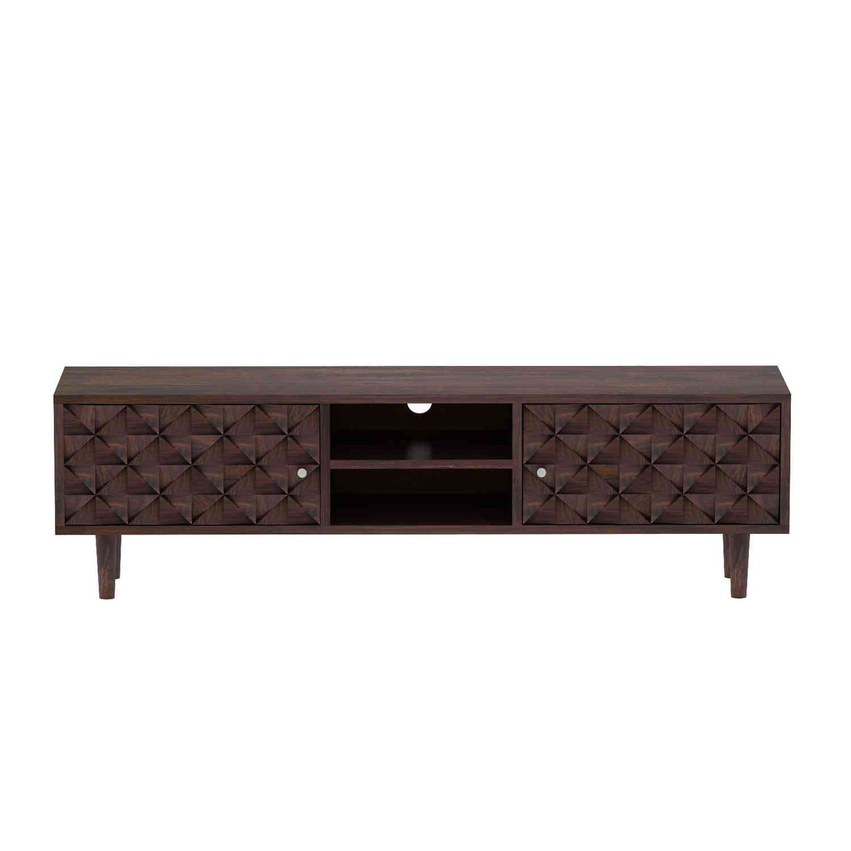 Teblonn Solid Sheesham Wood TV Unit (Walnut Finish)