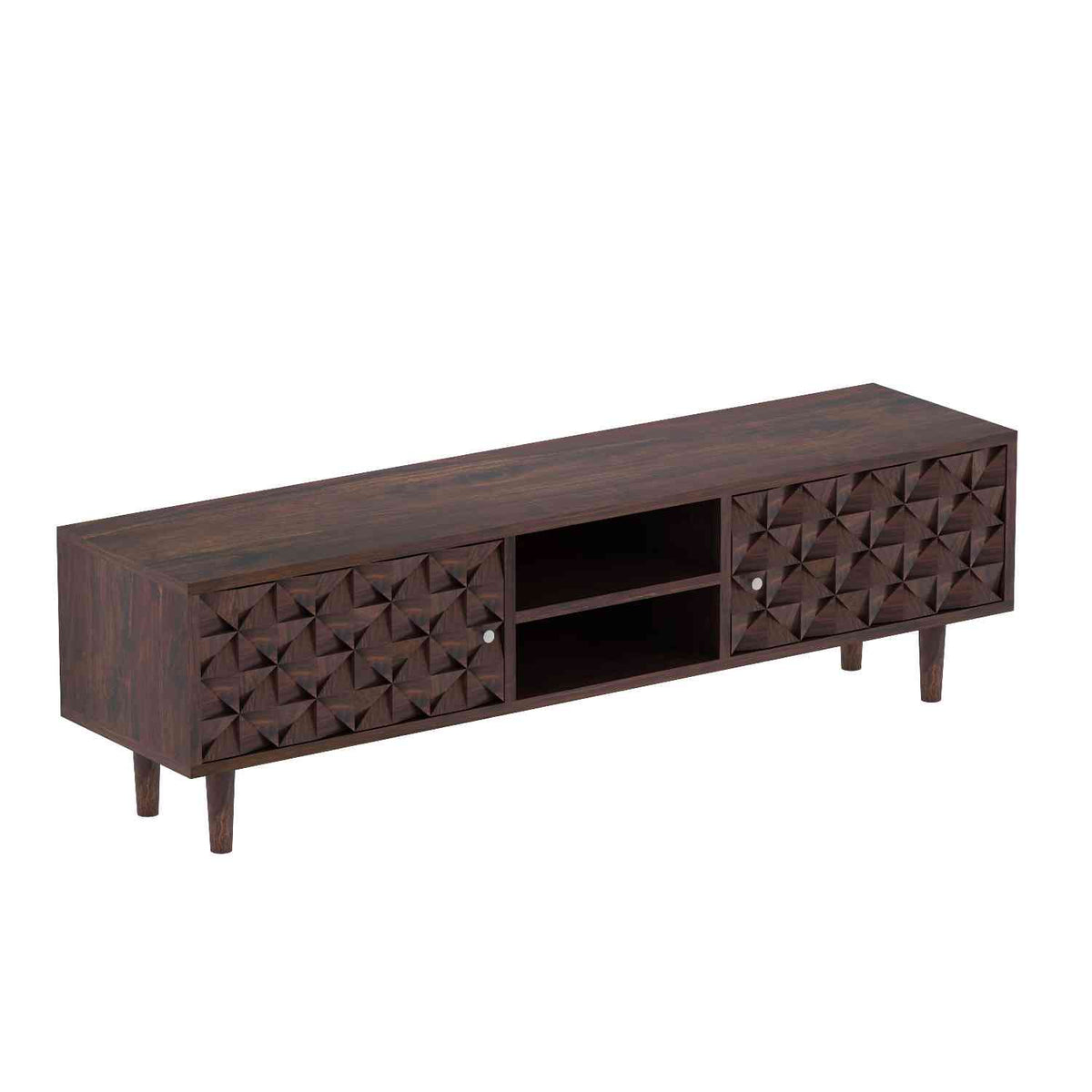 Teblonn Solid Sheesham Wood TV Unit (Walnut Finish)