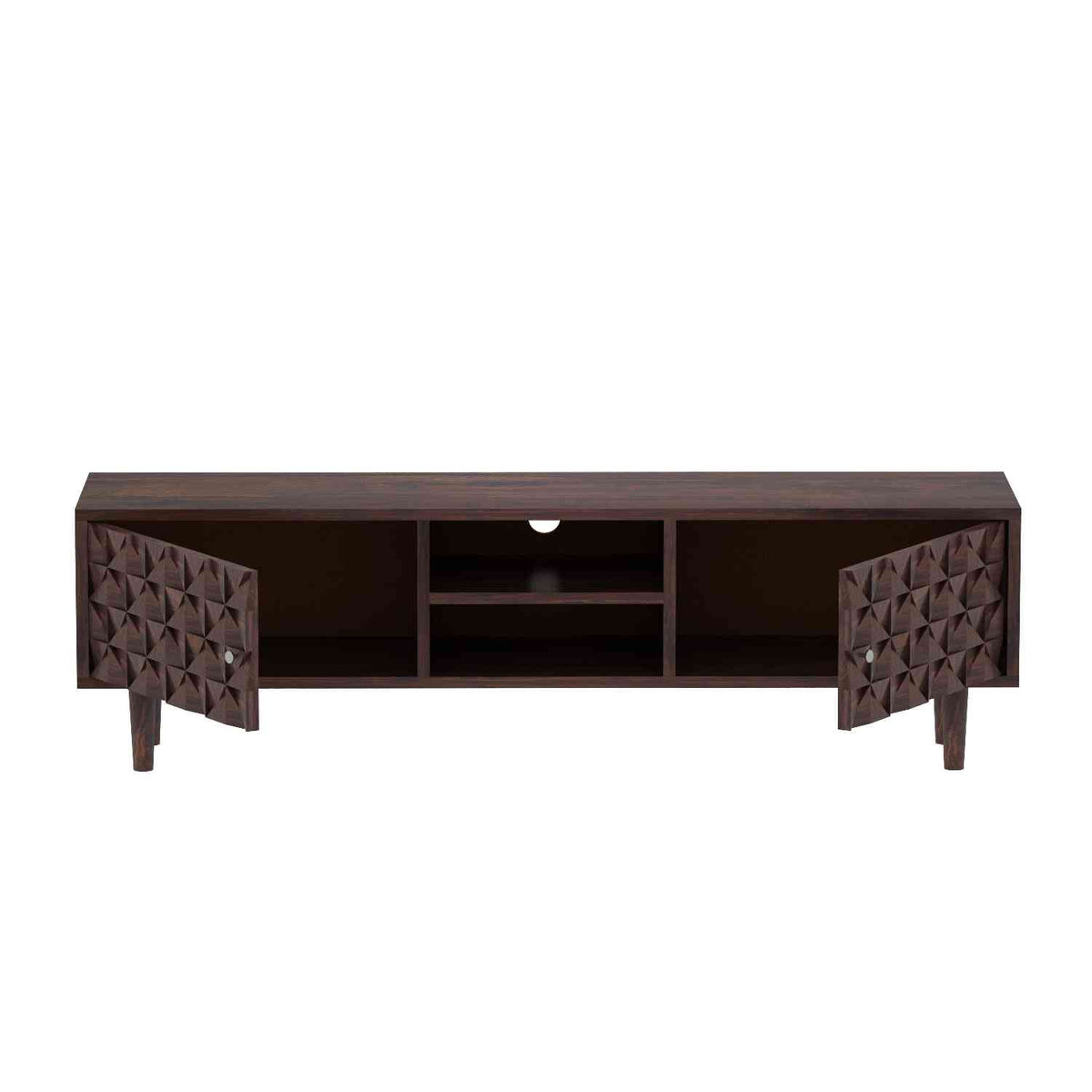 Teblonn Solid Sheesham Wood TV Unit (Walnut Finish)