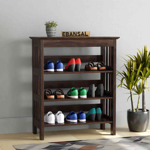Trinity Solid Sheesham Wood Shoe Rack (Walnut Finish)
