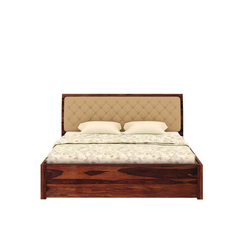 Befree Solid Sheesham Wood Drawer Storage Bed With Two Side Tables (King Size, Natural Finish)